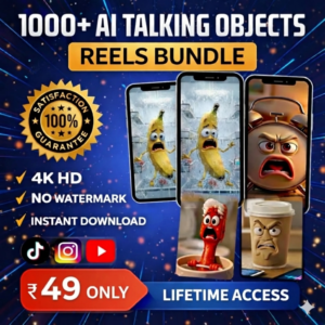 1000+ AI Talking Objects Reels Bundle – 4K HD, No Watermark, Instant Download | Lifetime Access