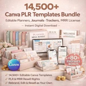 14,500+ Mega Canva PLR Templates Bundle | MRR License | Rebrand & Resell