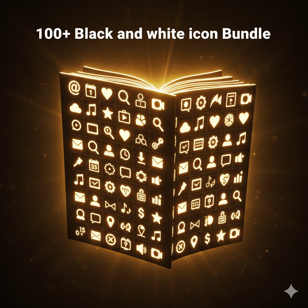 Black and white 4k icon Megha Bundel Pack