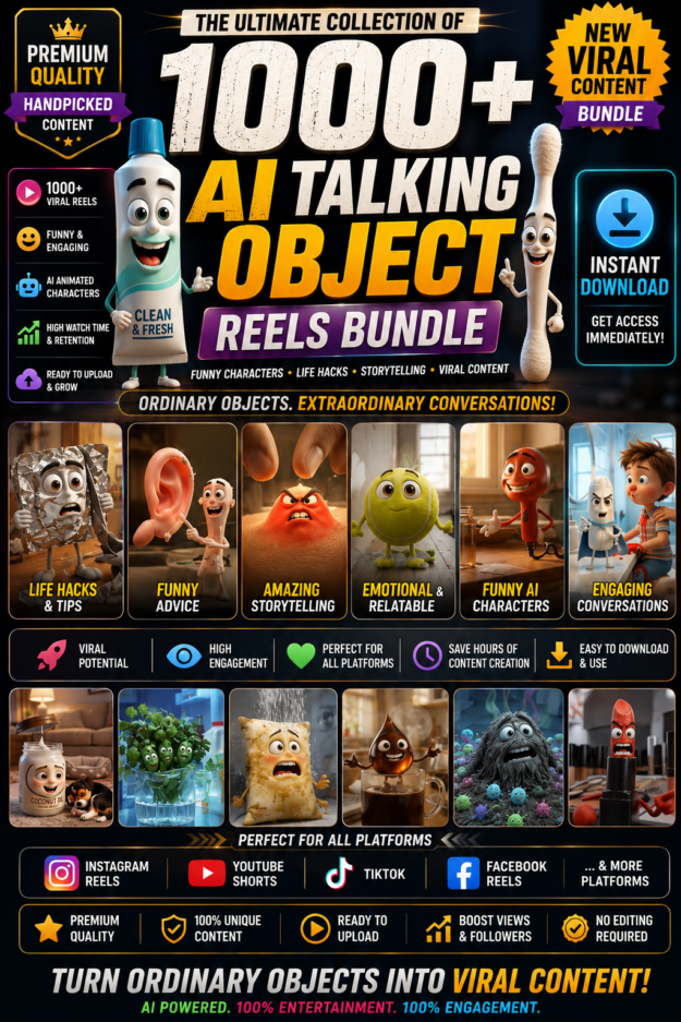 1000+ AI Talking Objects Reels Bundle