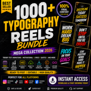 1000+ AI Typography Reels Bundle | HD Ready-to-Post Viral Videos