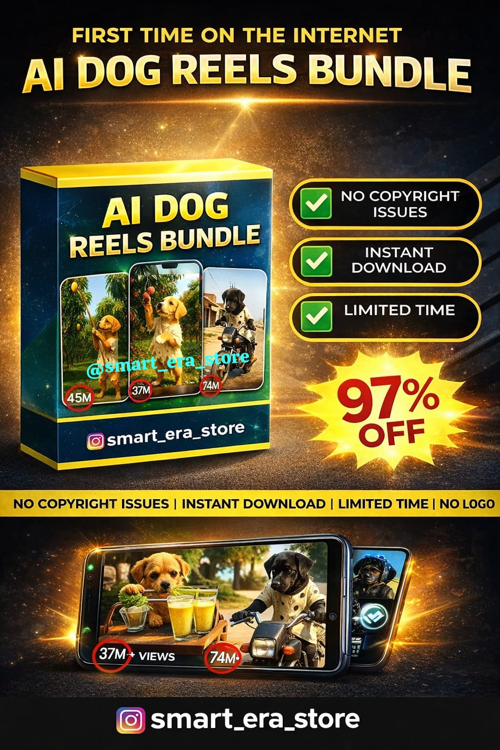 AI Dogs Reels Bundle – 1000+ Cute & Funny Viral Dog Clips