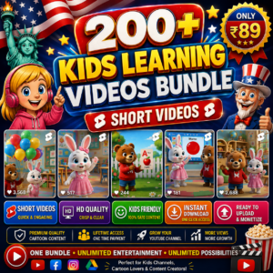 200+ Kids Learning Videos Bundle 🎓 | Cartoon Short Videos | USA Kids Content | Only ₹89 🔥