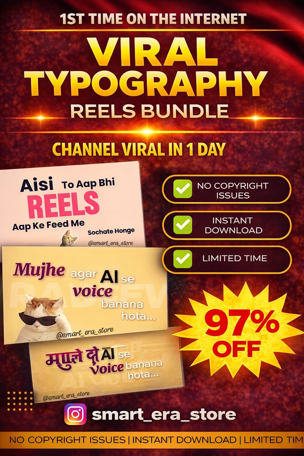500+ AI Typography Reels Bundle π₯ | Viral Content Pack βΉ19 Only