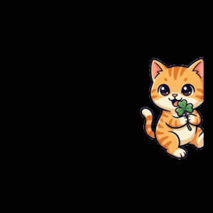Cute Orange Tabby Cat with Clover Sticker – Digital Download