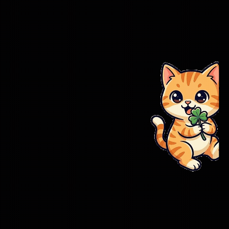 Cute Orange Tabby Cat with Clover Sticker – Digital Download