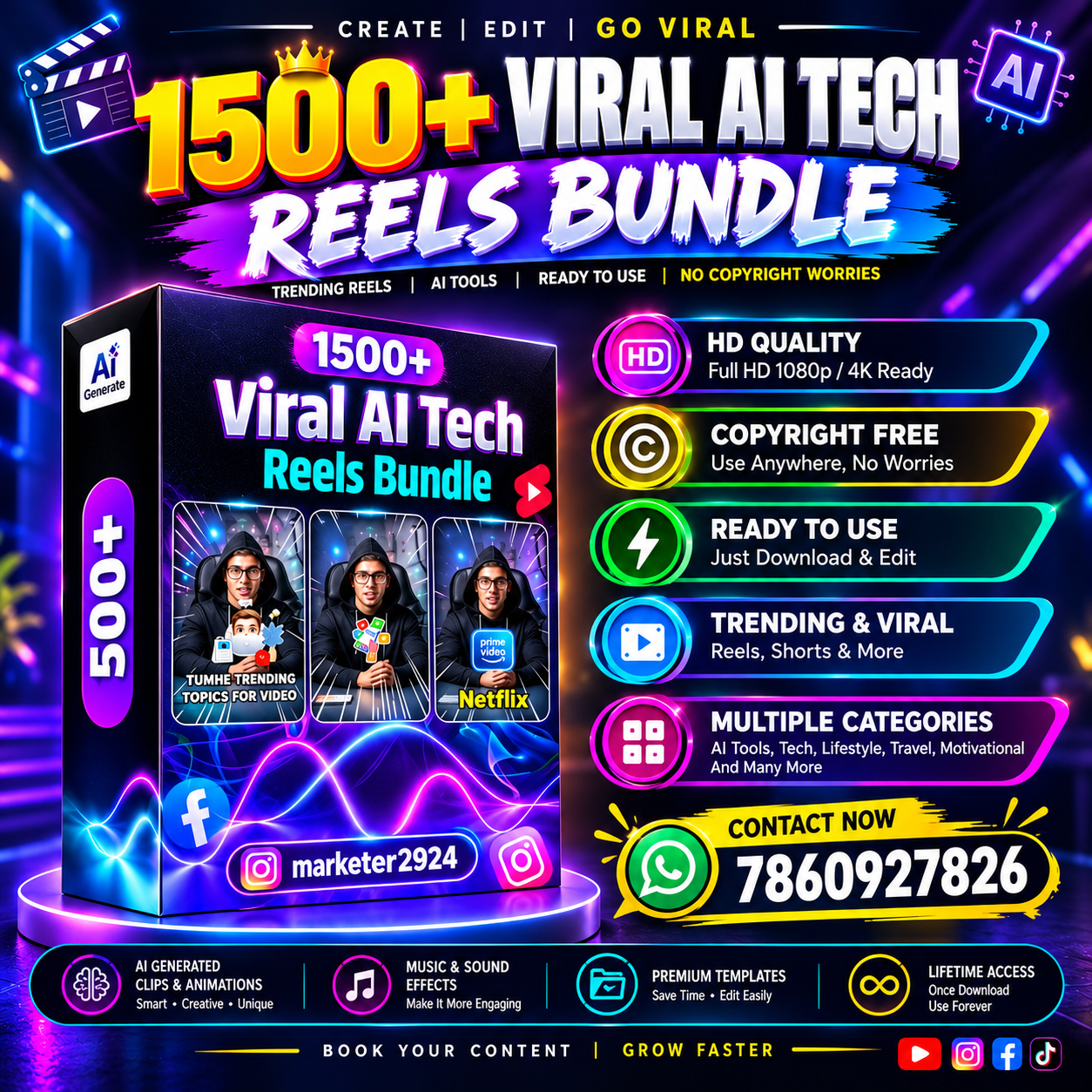 1500+ Viral AI Tech Reels Bundle – Ready To Post Content Pack