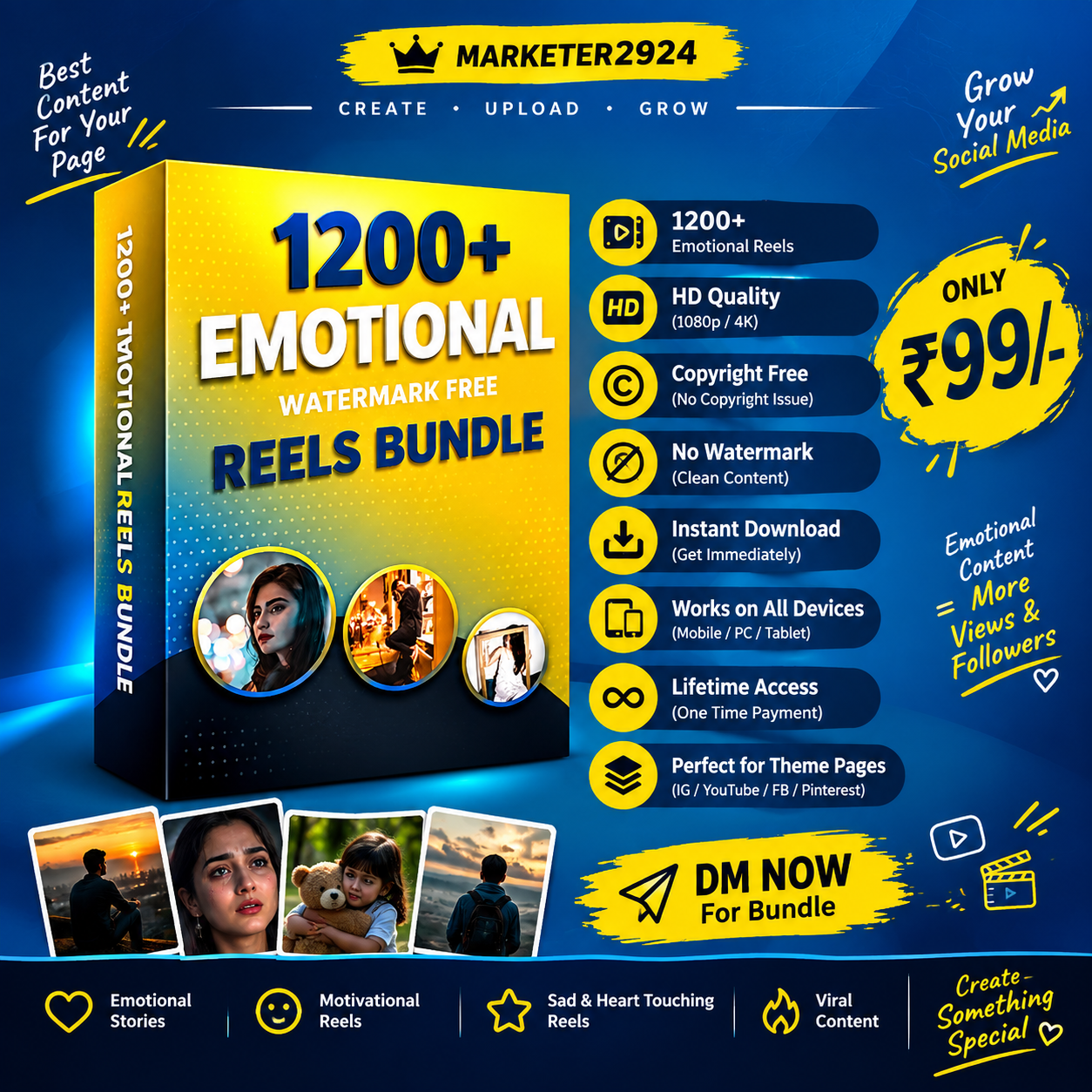 💙 1200+ Emotional Reels Bundle 🎬