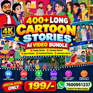 400+ Long Cartoon Stories – AI Video Bundle