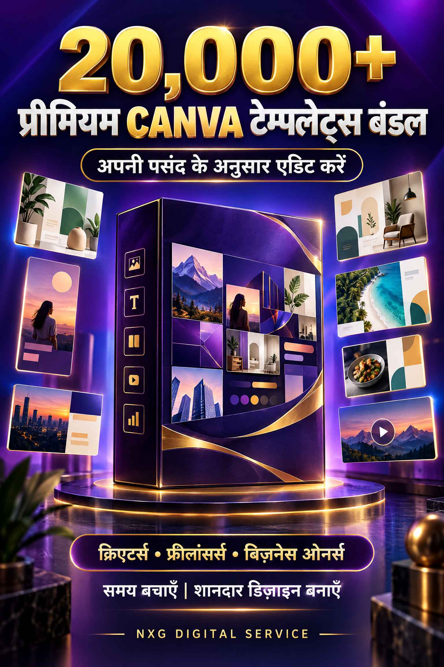 20,000+ रेडी-टू-एडिट डिज़ाइन टेम्पलेट्स — सोशल मीडिया से बिज़नेस ब्रांडिंग तक
