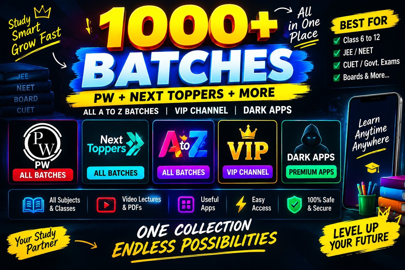 1000+ BACTHES AND CHAT GPT-6 PW ,NEXT TOPPERS ALL A TO Z BACTHES OR VIP CHANNEL DARK APPS BOOKS